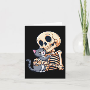 Holding A Cat Cute Halloween Costume Skull Cat  Card
