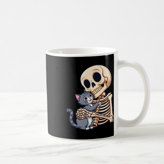 Holding A Cat Cute Halloween Costume Skull Cat  Coffee Mug (Right)