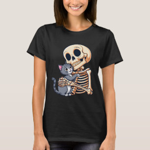 Holding A Cat Cute Halloween Costume Skull Cat T-Shirt