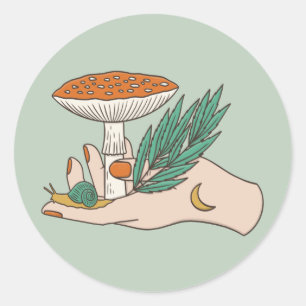 Holding a Toadstool Mushroom & Snail Sticker Sheet