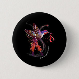 Holding Burgundy Ribbon Brain Aneurysm Awareness 6 Cm Round Badge