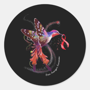 Holding Burgundy Ribbon Brain Aneurysm Awareness Classic Round Sticker