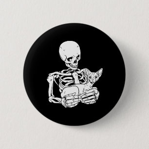 Holding Cat Funny Halloween Skull Sphynx Cat 6 Cm Round Badge