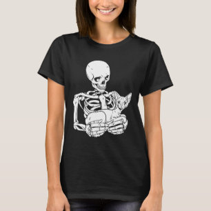 Holding Cat Funny Halloween Skull Sphynx Cat T-Shirt