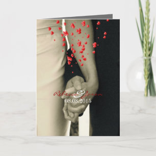 holding hands Balack and white wedding Invitation