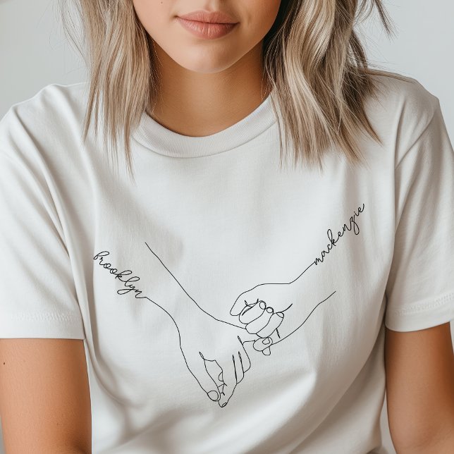 Holding Hands Besties Custom Name Friendship T-Shirt (Creator Uploaded)