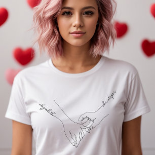 Holding Hands Couple Custom Names T-Shirt