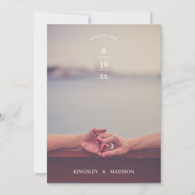 Holding hands modern wedding save the date (Front)