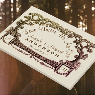 Holding Hands Personalised Rustic Tree Wedding Guest Book