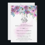 *~* Holding Hands Pink Flowers White Wedding Invitation<br><div class="desc">Energetically Enhanced Pink Magenta Gold Glitter and outline drawing of Holding Hands with my Foliage entwined around the hands of a Couple design. This is a Mystical Magical Modern Romantic Floral Pink Blue and Purple composition which can be described as a Trendy Boho Bohemian Elegant Vibe WEDDING INVITATION A line...</div>