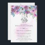 *~* Holding Hands Pink Flowers White Wedding Invitation<br><div class="desc">Energetically Enhanced Pink Magenta Gold Glitter and outline drawing of Holding Hands with my Foliage entwined around the hands of a Couple design. This is a Mystical Magical Modern Romantic Floral Pink Blue and Purple composition which can be described as a Trendy Boho Bohemian Elegant Vibe WEDDING INVITATION A line...</div>