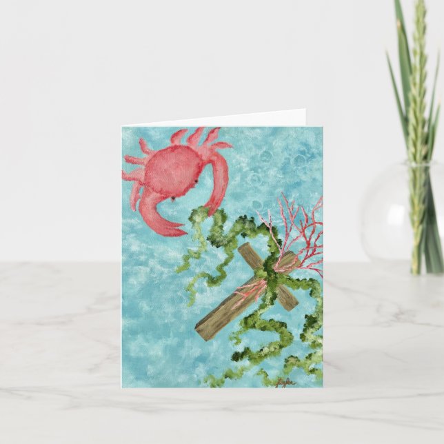 Holding on to the cross notecards (Front)