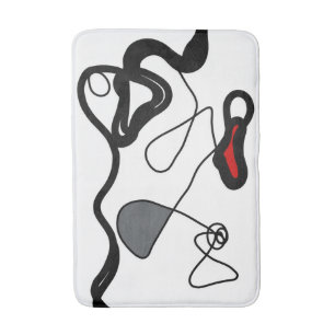 Holding Pattern: Abstract Black, White, Grey & Red Bath Mat