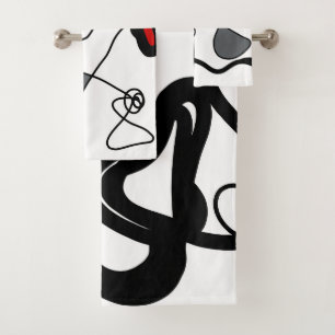 Holding Pattern: Abstract Black, White, Grey & Red Bath Towel Set