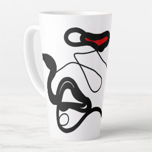 Holding Pattern: Abstract Black, White, Grey & Red Latte Mug