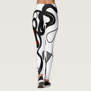 Holding Pattern: Abstract Black, White, Grey & Red Leggings