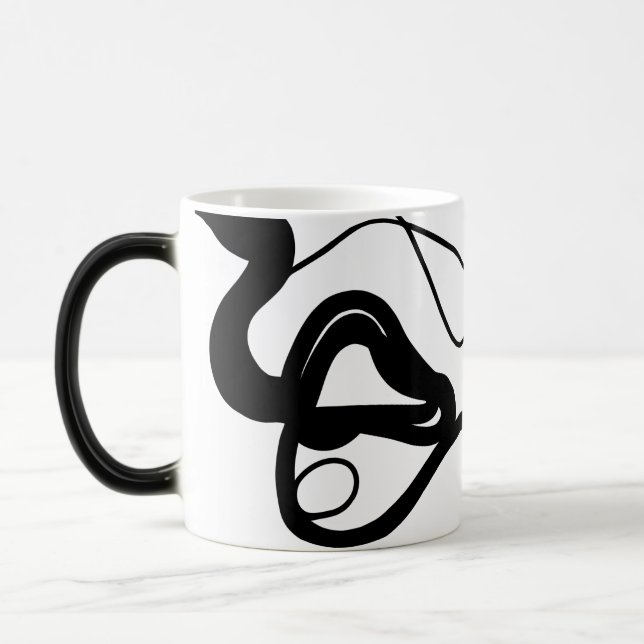 Holding Pattern: Abstract Black, White, Grey & Red Magic Mug (Left)