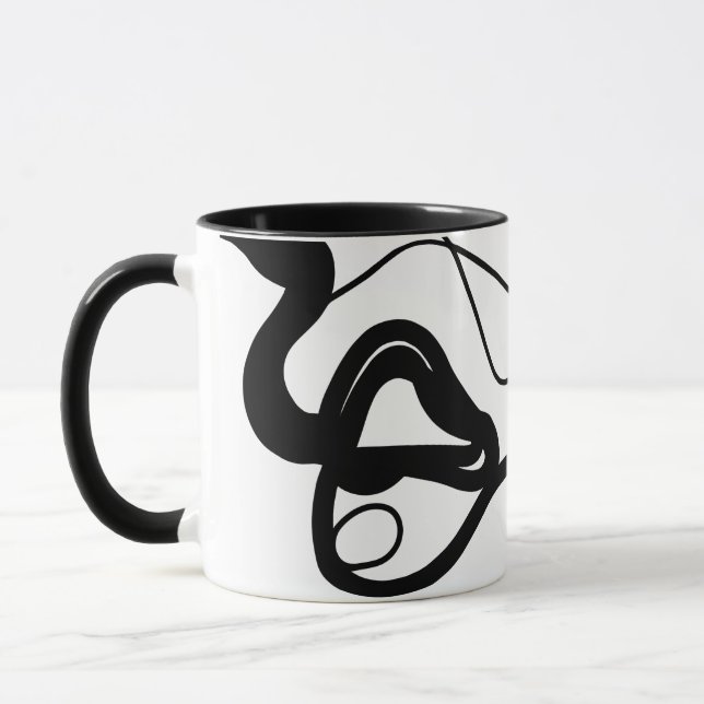 Holding Pattern: Abstract Black, White, Grey & Red Mug (Left)