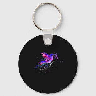 Holding Purple Ribbon Fibromyalgia Awareness 1 Key Ring