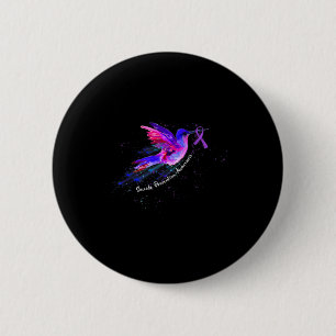 Holding Purple Ribbon Fibromyalgia Awareness 5 6 Cm Round Badge