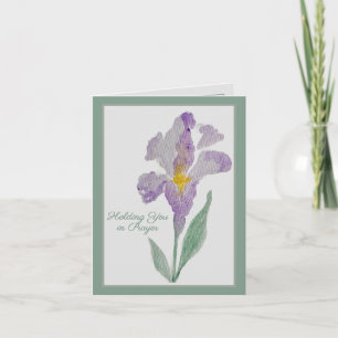 Holding You in Prayer Purple Iris Prayer Card