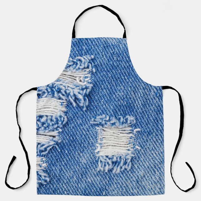 Hole, denim jeans, ripped texture apron (Front)