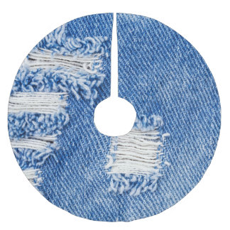 Hole, denim jeans, ripped texture brushed polyester tree skirt