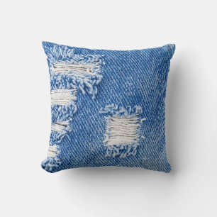 Hole, denim jeans, ripped texture cushion