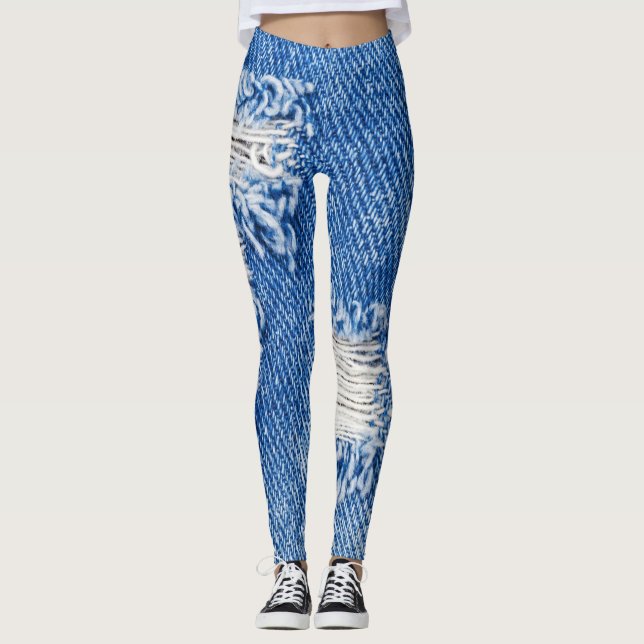 Hole, denim jeans, ripped texture leggings (Front)