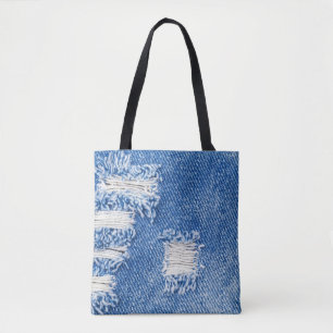 Hole, denim jeans, ripped texture tote bag