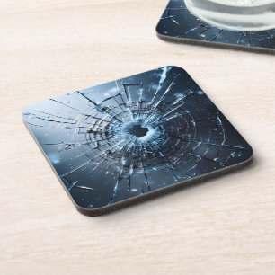 hole in glass, cracks coaster