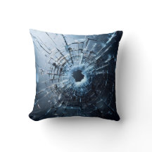 hole in glass, cracks