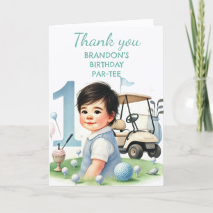 Hole in One 1st Birthday Boy Golf Par-tee Thank You Card