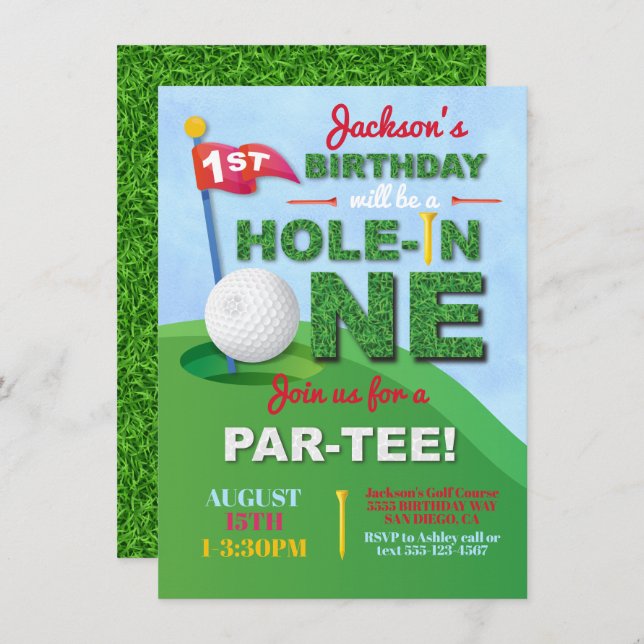 Hole in One 1st Birthday Par-tee Invitation (Front/Back)