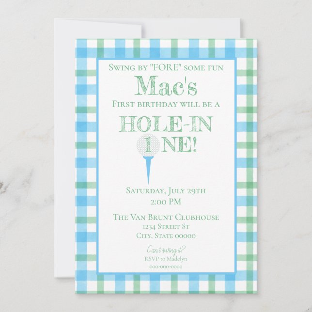 Hole-in One 1st Birthday Party Invitation (Front)