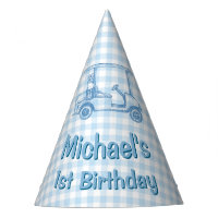 Hole in one blue gingham golf party monogrammed