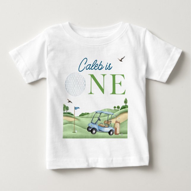 Hole In One Boy Golf First Birthday Par-Tee Baby T-Shirt (Front)