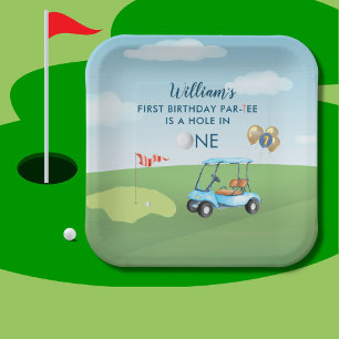Hole In One Boy Golf Par-tee 1st Birthday Paper Plate