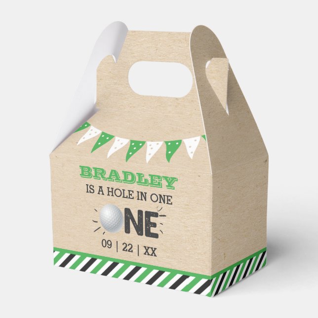 Hole In One Boys Golf 1st Birthday Par-tee Favour Box (Front Side)