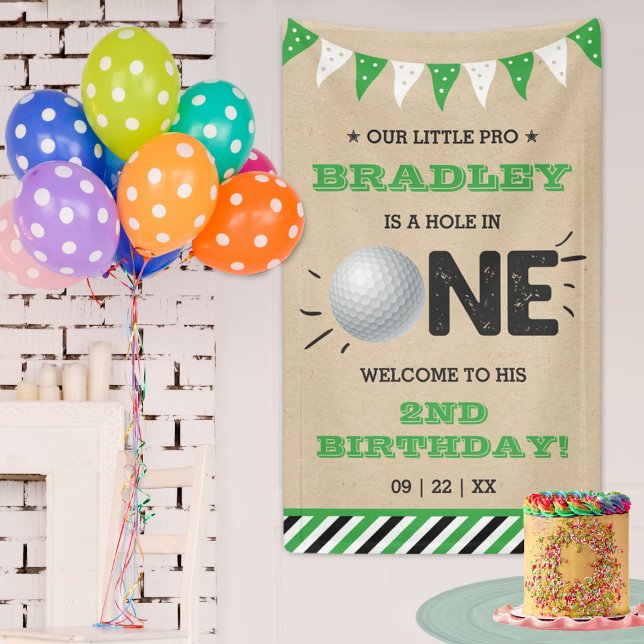 Hole In One Boys Golf 1st Birthday Par-tee Welcome Banner (Creator Uploaded)