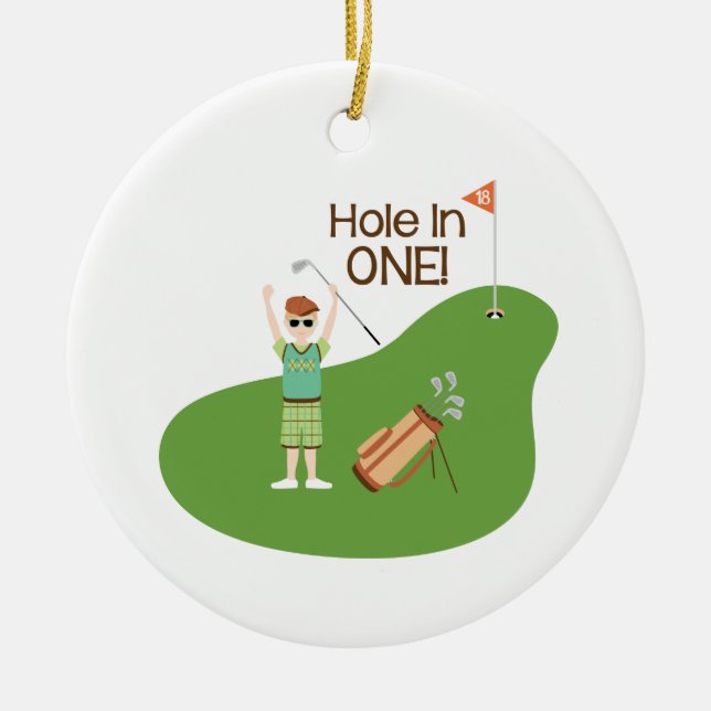 Hole In One Ceramic Ornament (Front)