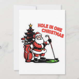 Hole in One Christmas Santa Golf Putt Putt Golf Invitation