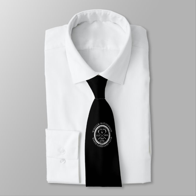 Hole in One Classic Black and White Golf Tie (Tied)