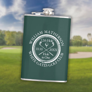 Hole in One Classic Golf Emerald Green Hip Flask