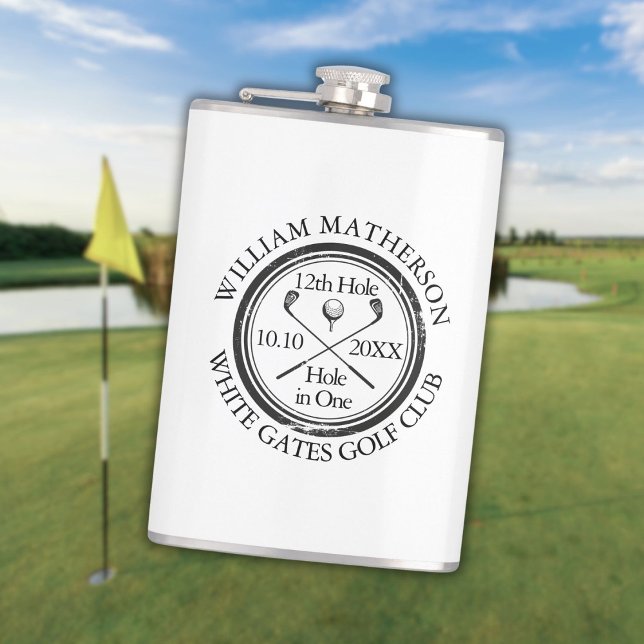 Hole in One Classic Golf Personalised Hip Flask (Hole in One Classic Golf Personalized Flask)