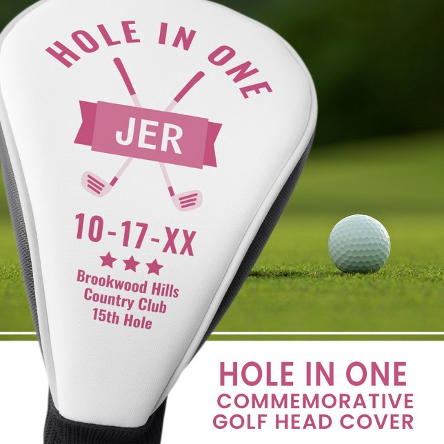 Hole in One Classic Golfer Custom Pink For Her Golf Head Cover (Creator Uploaded)