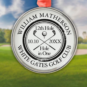 Hole in One Classic Personalised Golf Metal Ornament