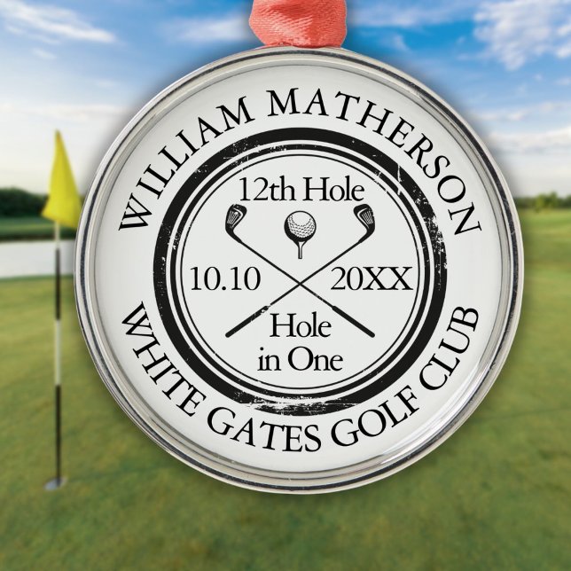 Hole in One Classic Personalised Golf Metal Ornament (Hole in One Classic Personalized Golf Metal Ornament)