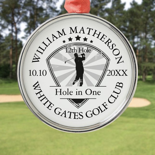 Hole in One Classic Personalised Golf Metal Ornament (Hole in One Classic Personalised Golf Metal Ornament)