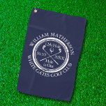 Hole in One Classic Personalised Navy Blue Golf Towel<br><div class="desc">Featuring an aged stamp effect classic retro design. Personalise the name,  location hole number and date to create a great keepsake to celebrate that fantastic hole in one. Designed by Thisisnotme©</div>